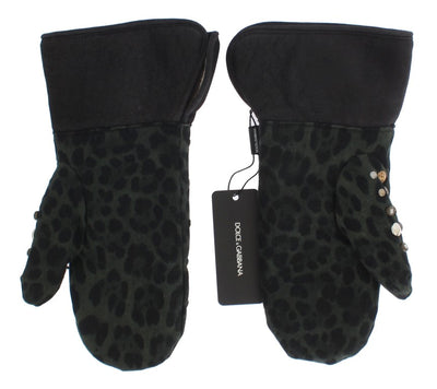 Elegante Nietenhandschuhe aus grauer Wolle und Shearling