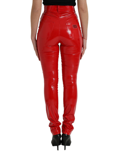 Schicke rote Skinny-Hose mit hoher Taille