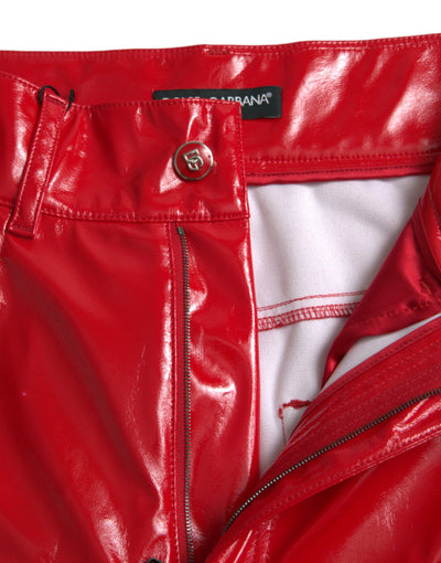 Schicke rote Skinny-Hose mit hoher Taille