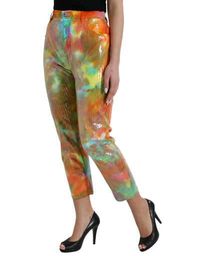 Multicolor Hochgeschnittene Hose mit hoher Taille