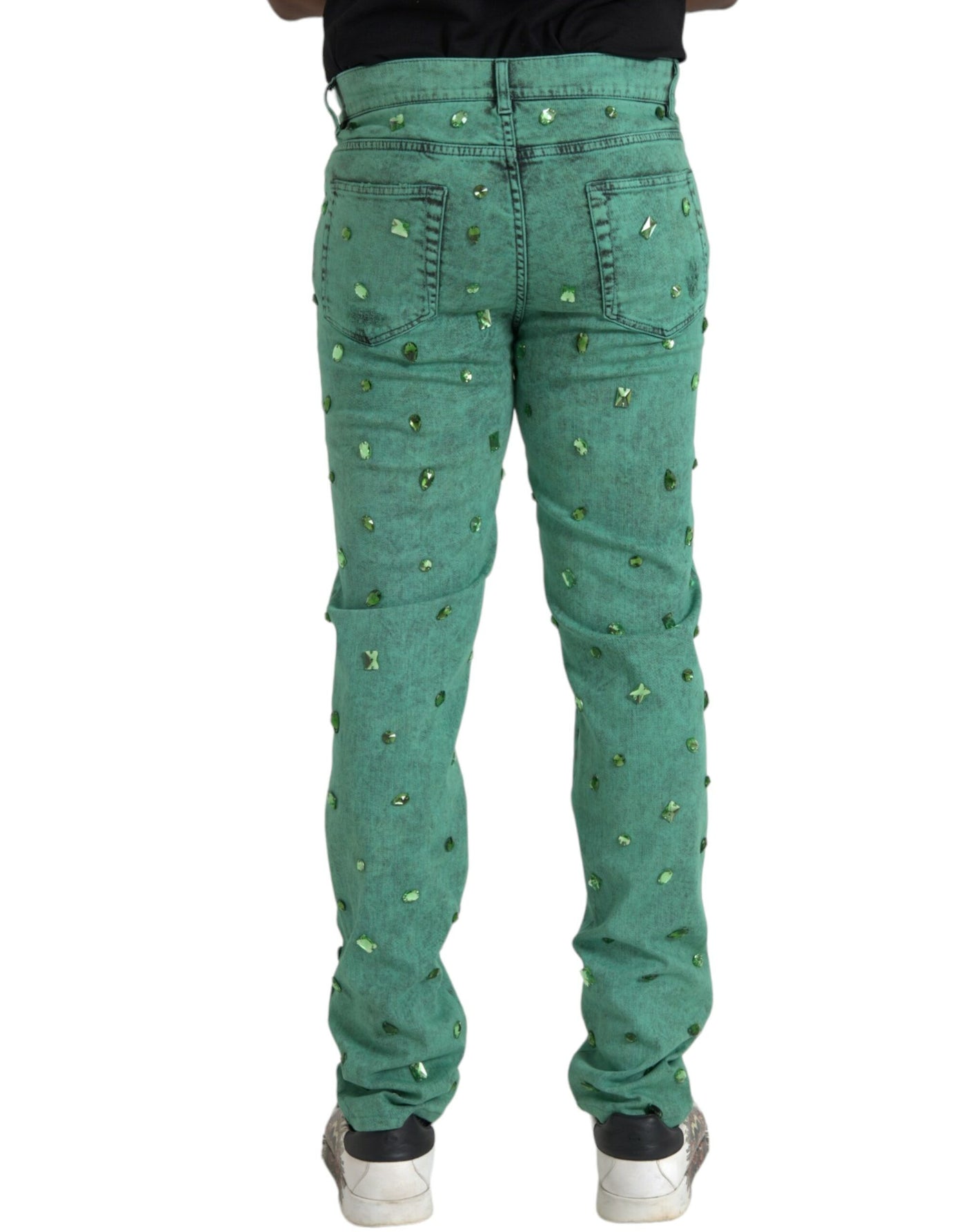 Grüne Crystals Cotton Stretch Slim Jeans