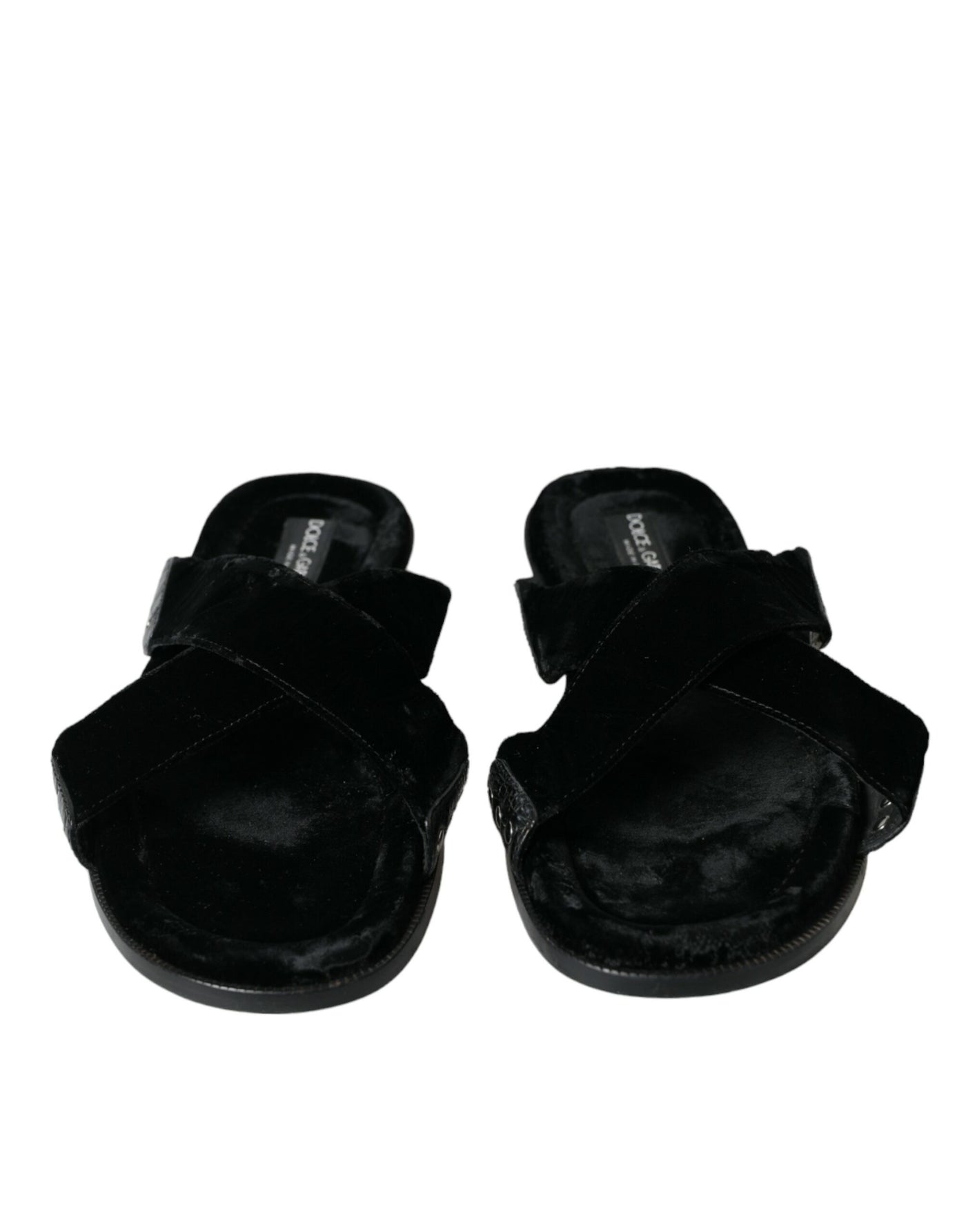 Elegante Schwarze Cross Strap Slide Sandalen