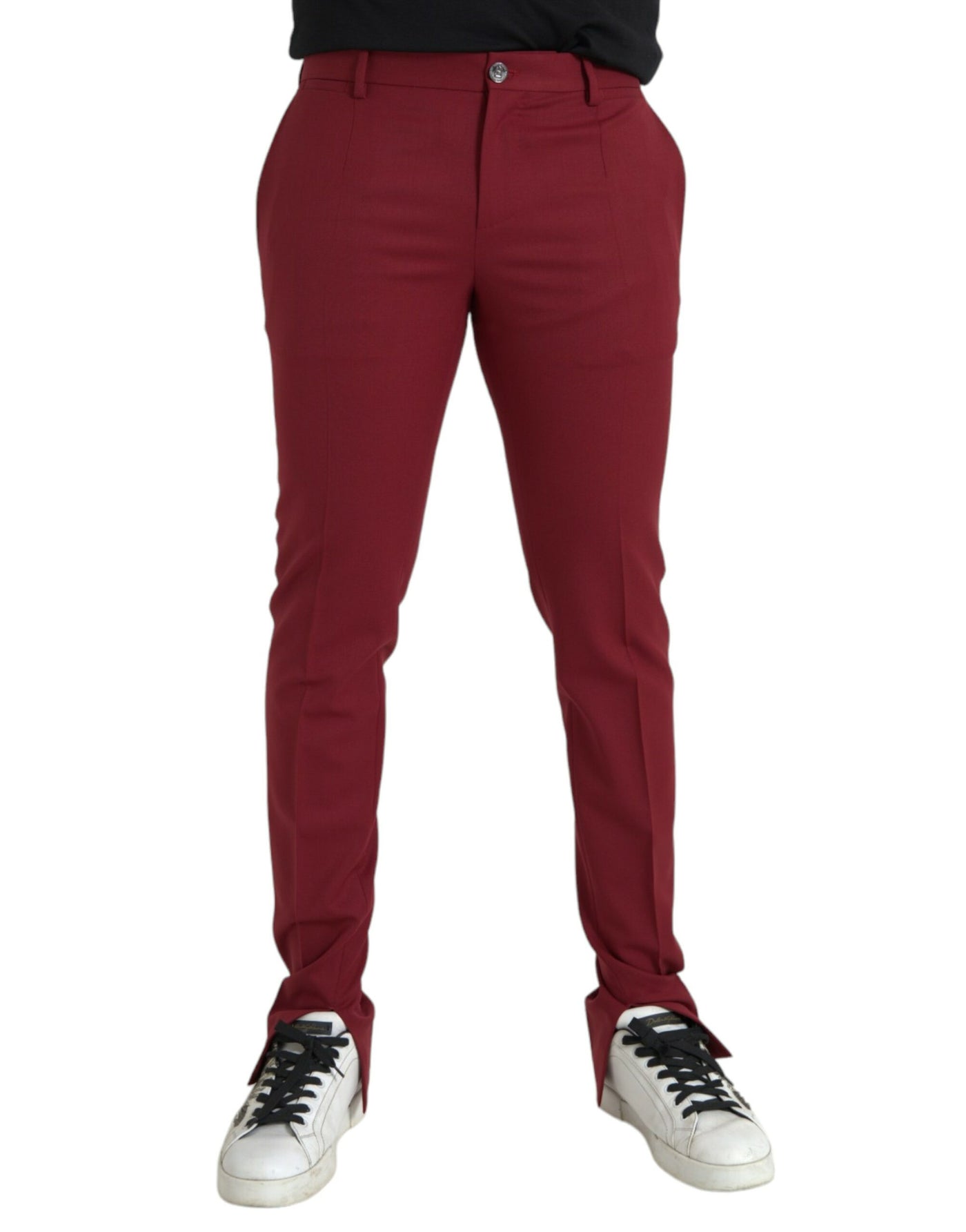 Rote Wolle Männer Slim Fit Dress Hosen