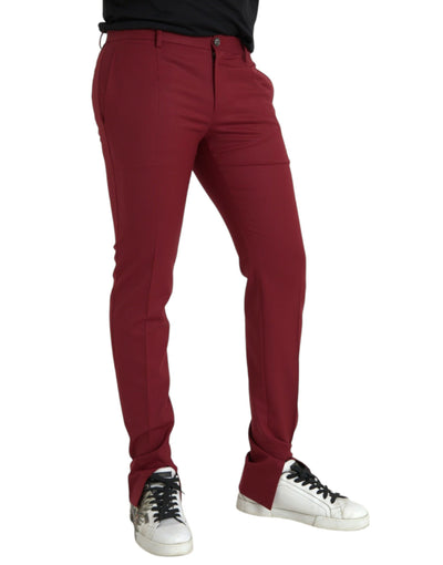 Rote Wolle Männer Slim Fit Dress Hosen