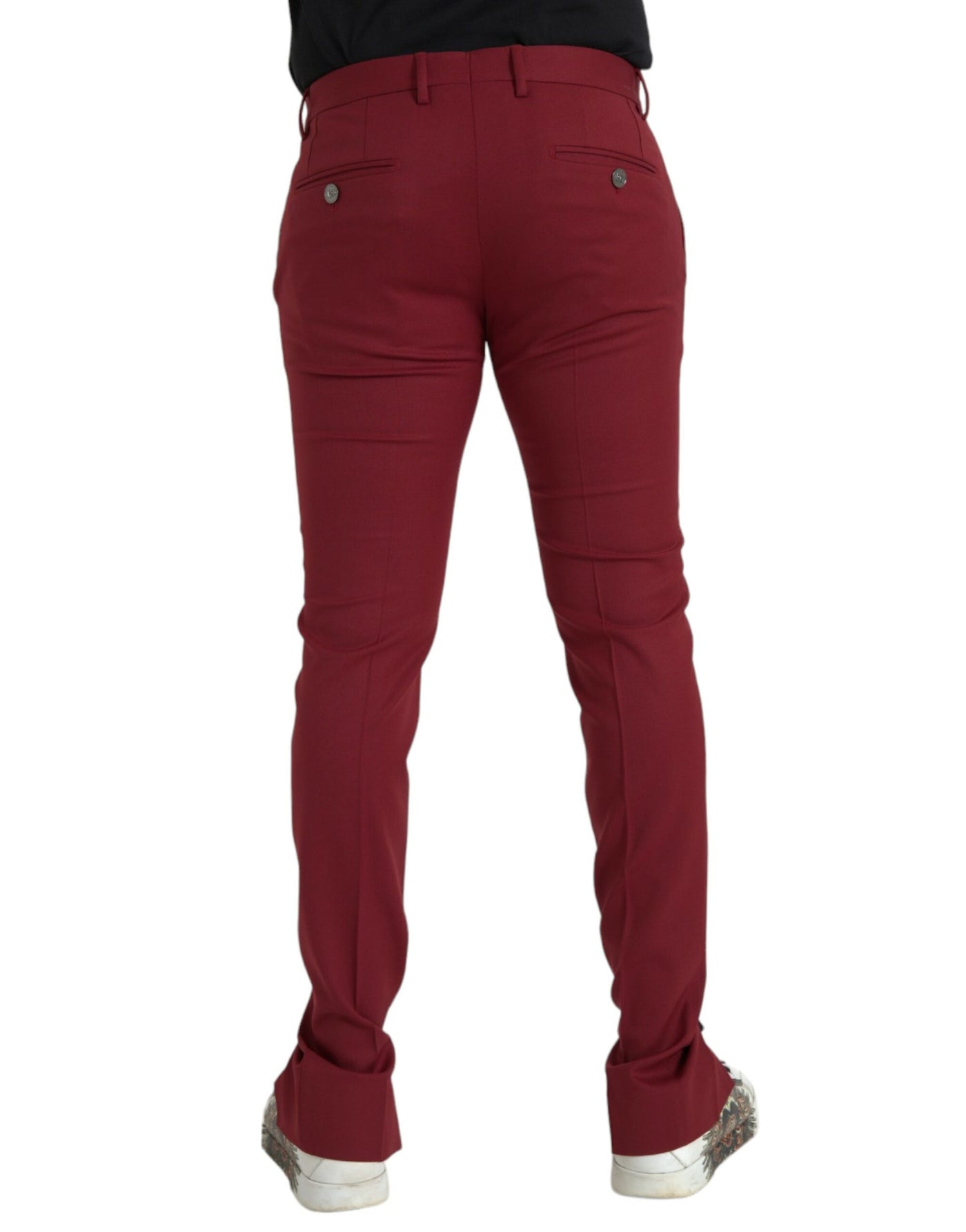 Rote Wolle Männer Slim Fit Dress Hosen