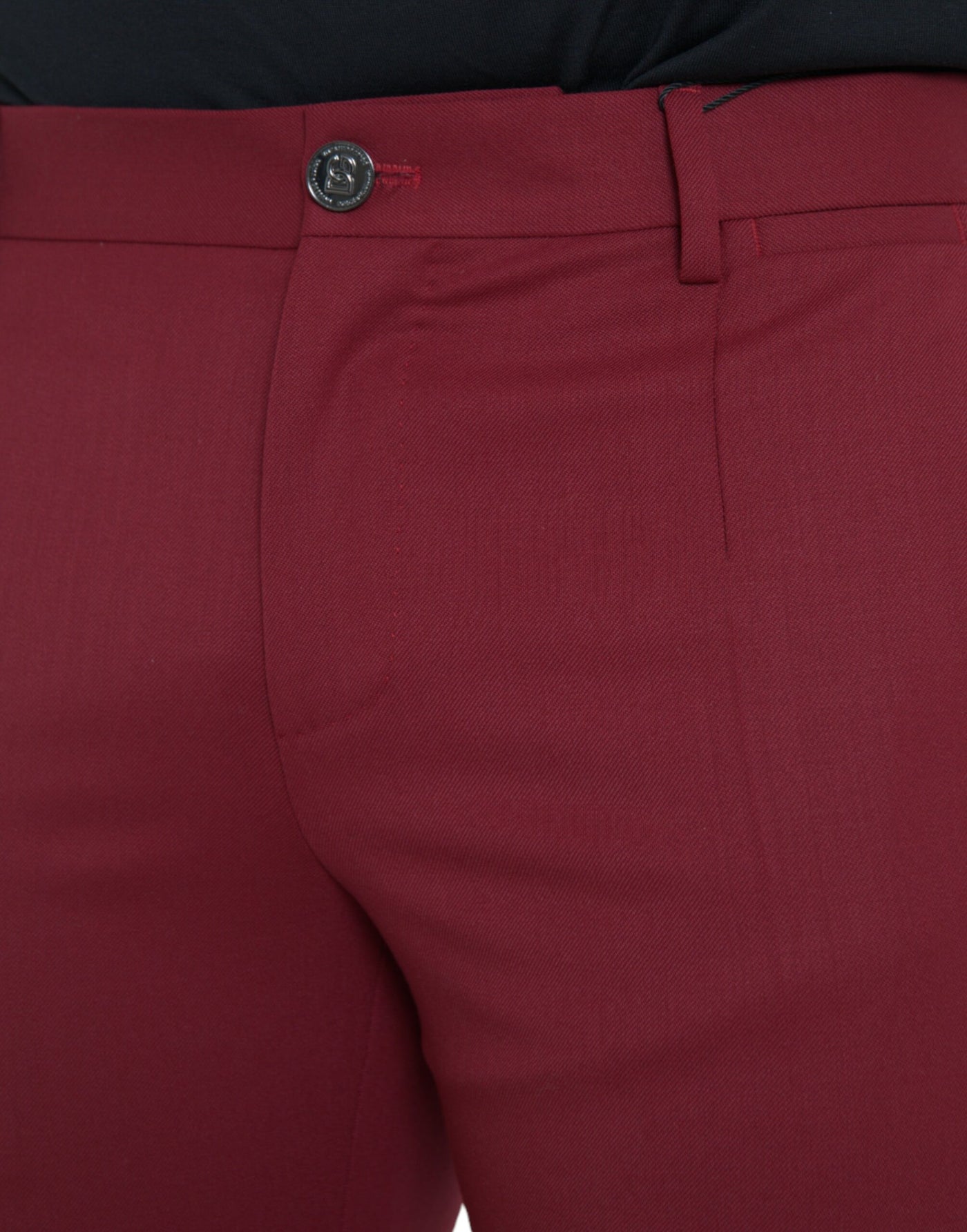 Rote Wolle Männer Slim Fit Dress Hosen