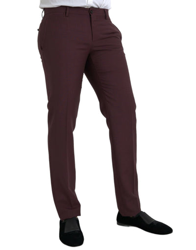 Kastanienbraune Wolle Herren Slim Fit Kleiderhosen