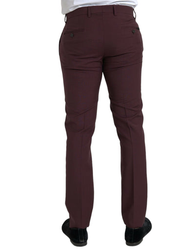 Kastanienbraune Wolle Herren Slim Fit Kleiderhosen