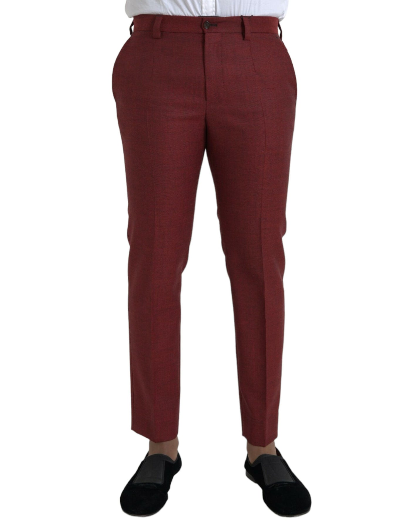 Maroon Wool Herren Skinny Dress Hose