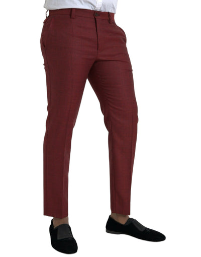 Maroon Wool Herren Skinny Dress Hose