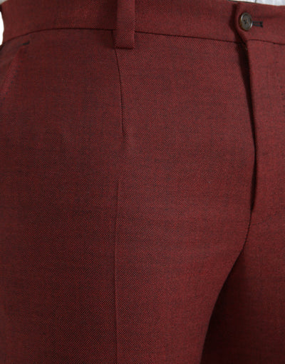 Maroon Wool Herren Skinny Dress Hose