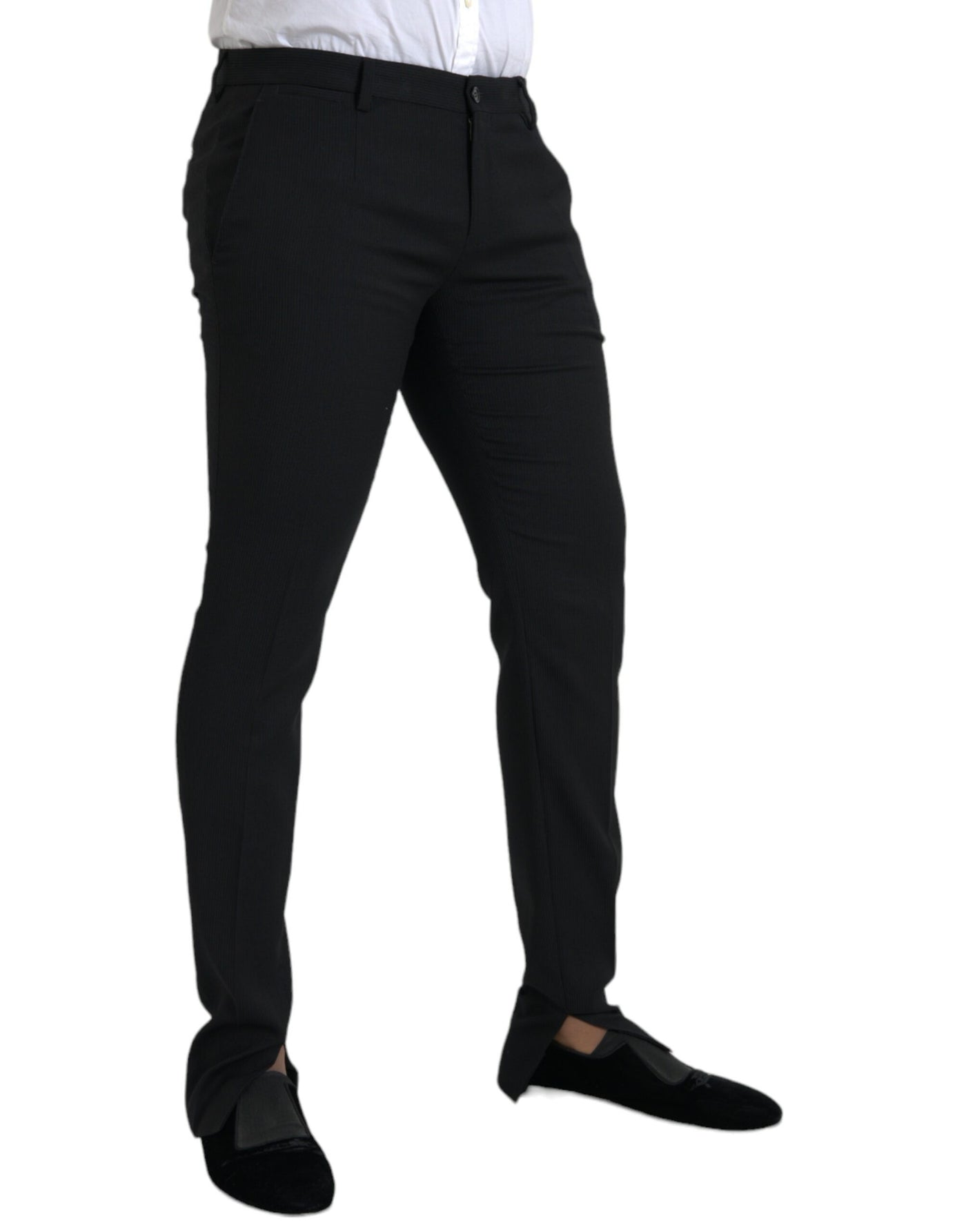 Schwarze Woll-Stretch-Herren-Skinny-Hose