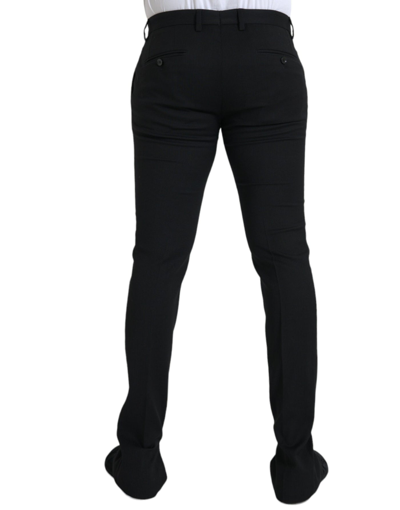 Schwarze Woll-Stretch-Herren-Skinny-Hose