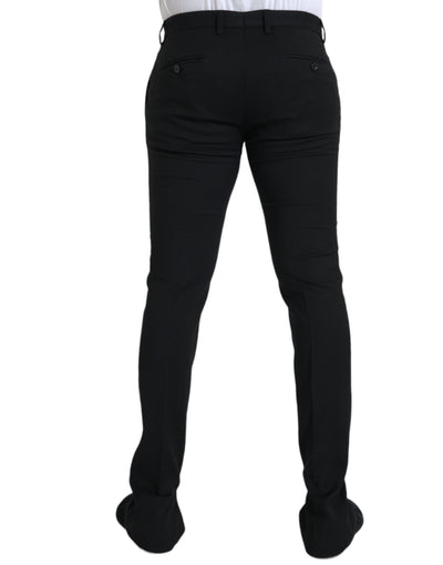 Schwarze Woll-Stretch-Herren-Skinny-Hose