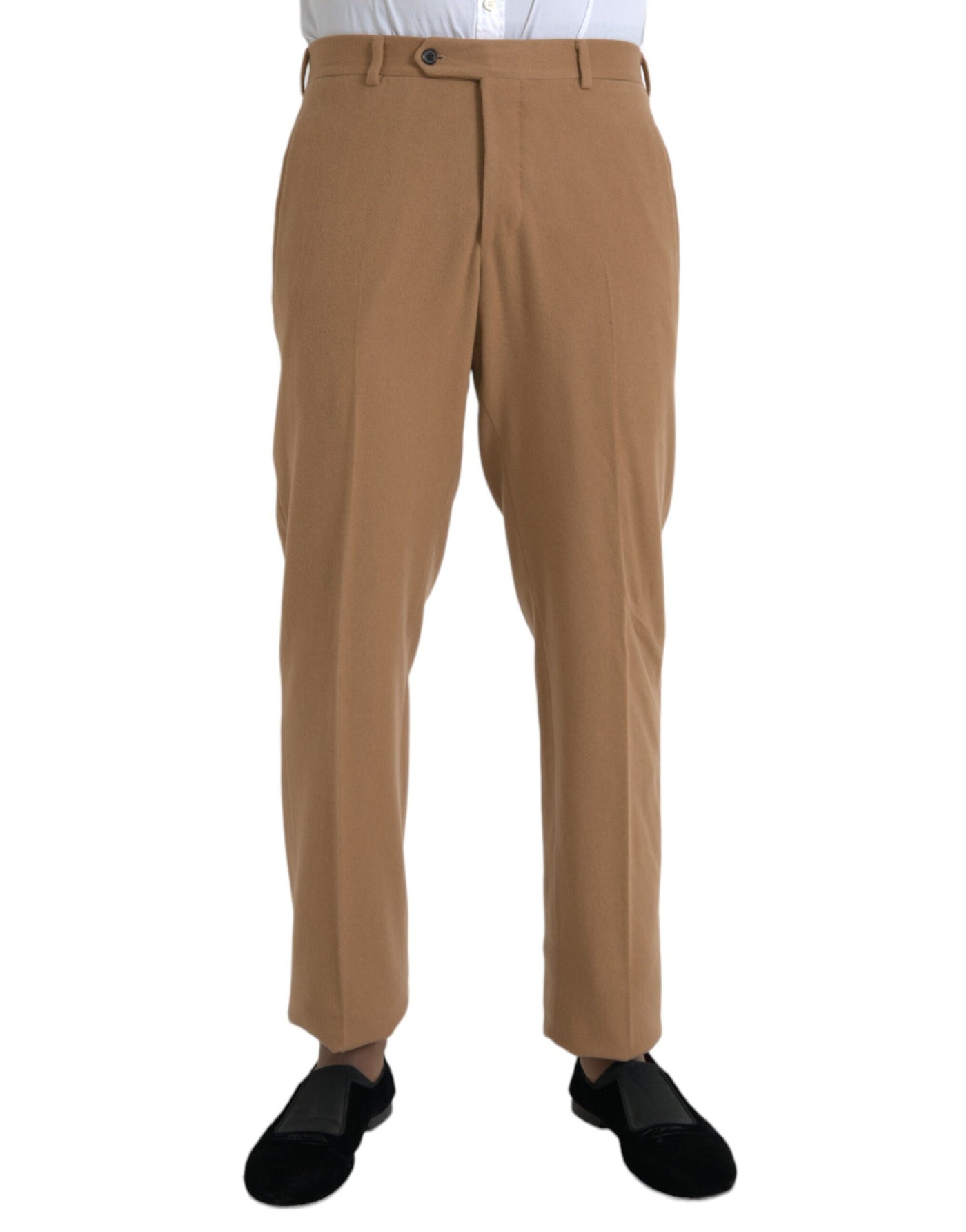 Beige Kaschmir Männer Straight Fit Kleiderhosen