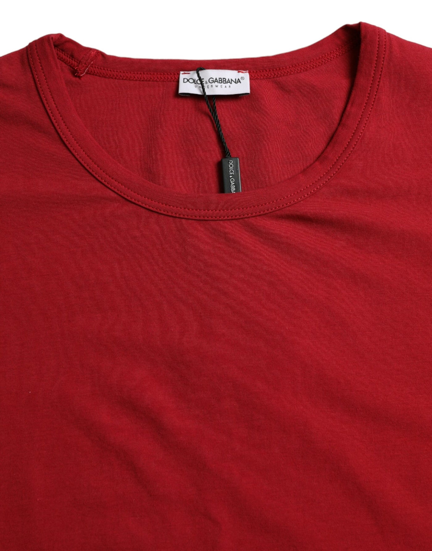 Rotes T-Shirt mit Rundhalsausschnitt und Logo-Stickerei aus Baumwolle