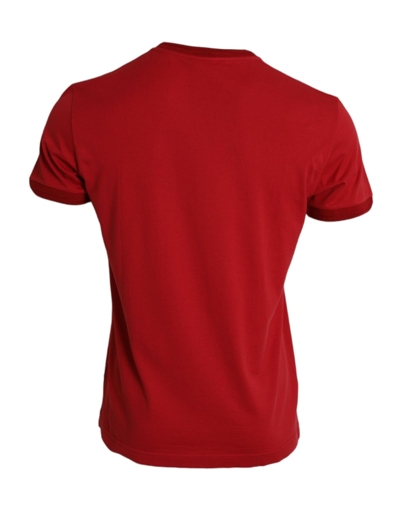 Rotes Logo-Patch-T-Shirt mit Rundhalsausschnitt aus Baumwolle