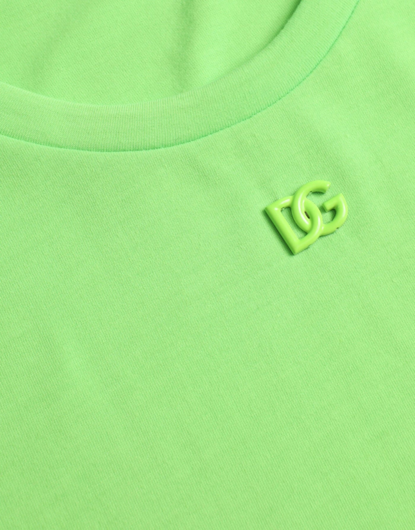 Neongrünes T-Shirt mit geprägtem Logo und Rundhalsausschnitt