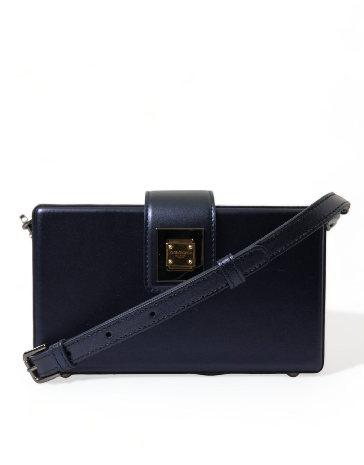 Elegante dunkelblaue Box Bag aus Lammleder