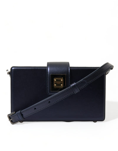 Elegante dunkelblaue Box Bag aus Lammleder