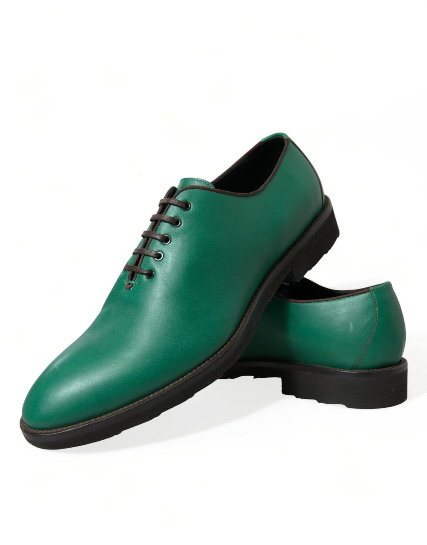 Elegante Oxford-Schuhe aus grünem Leder