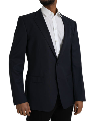 Dunkelblauer einreihiger Wollmantel Blazer