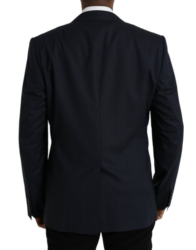 Dunkelblauer einreihiger Wollmantel Blazer