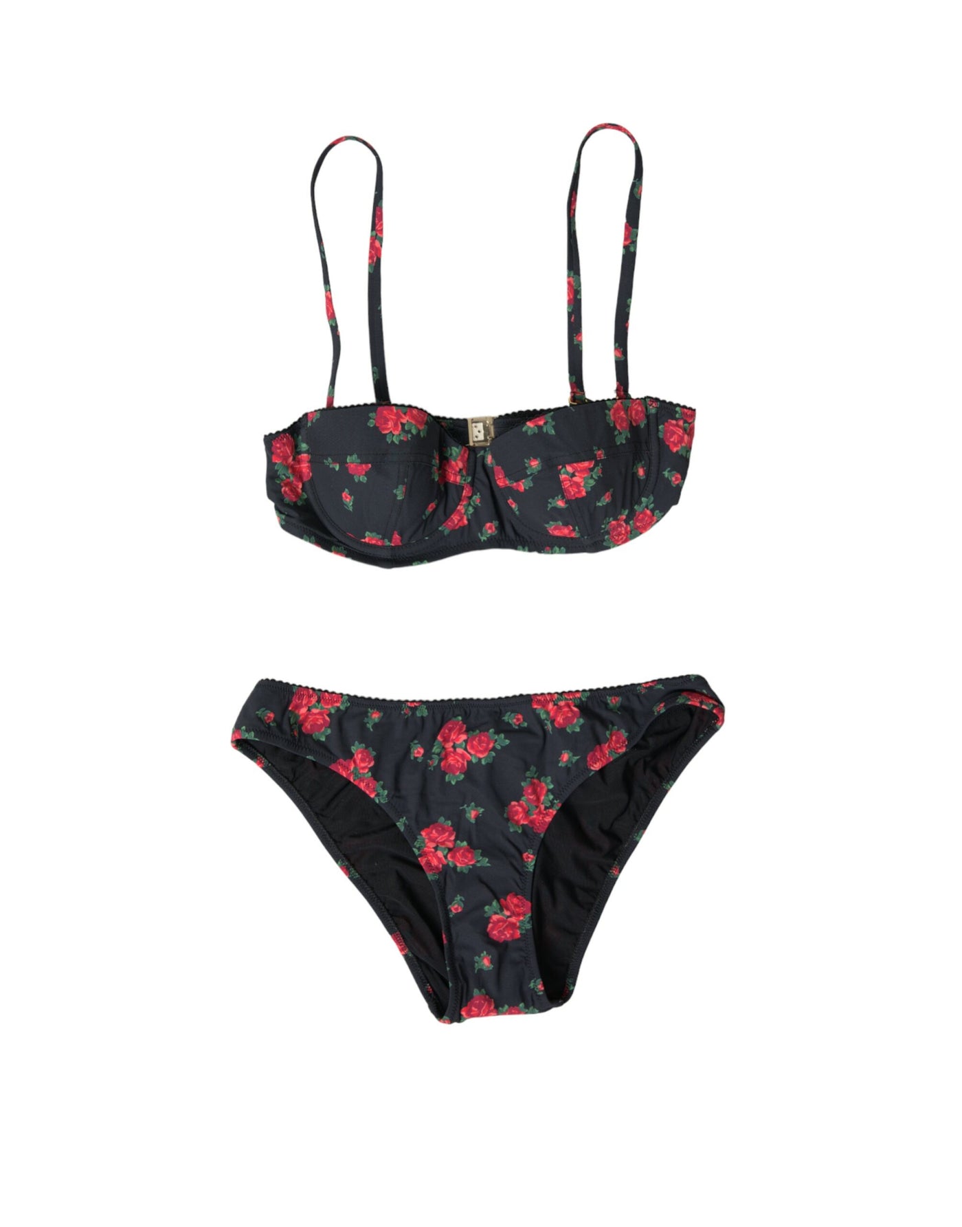 Schwarz Rote Rosen Zweiteiliger Badeanzug Bikini