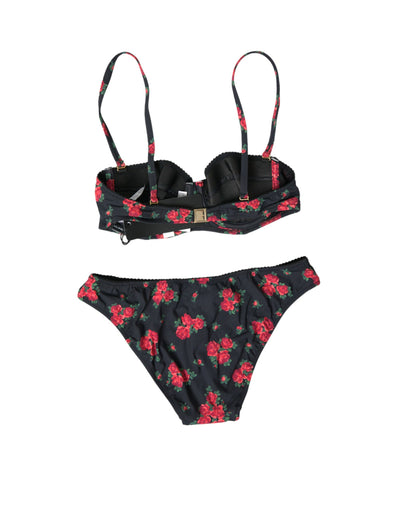 Schwarz Rote Rosen Zweiteiliger Badeanzug Bikini