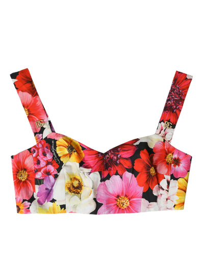 Exquisites Bustier-Crop-Top mit Blumenmuster