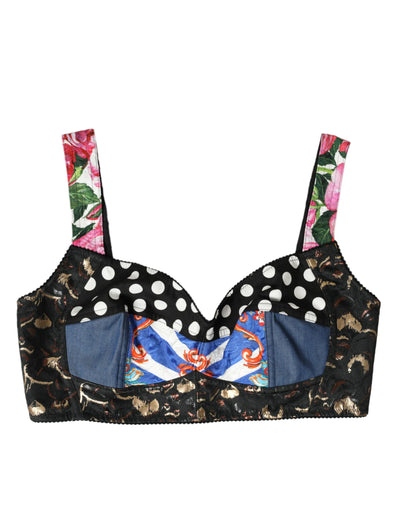 Florales Patchwork-Bustier-Crop-Top