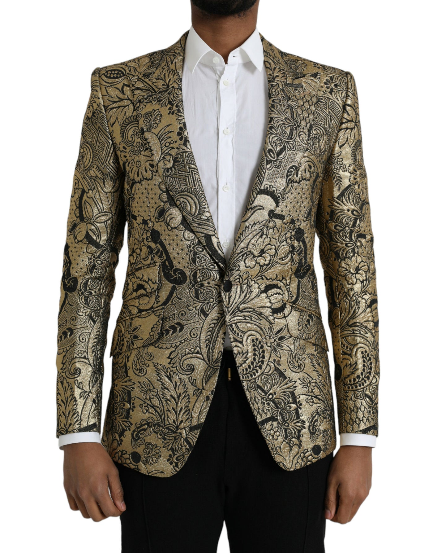 Gold SICILIA Jacquard-Mantel einreihig Blazer