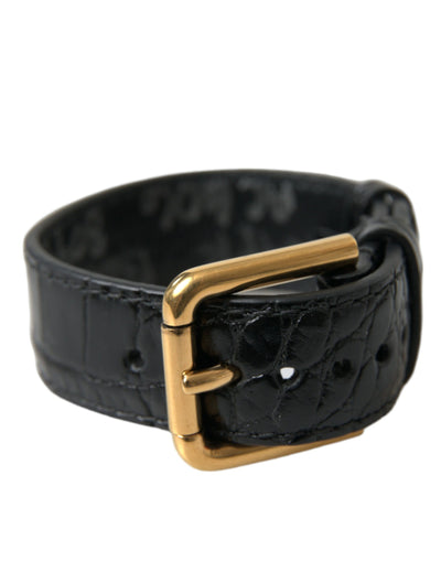 Elegantes Gold-Schwarzes Lederarmband