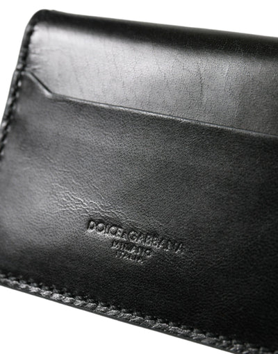 Schwarzes Leder Bifold Logo Kartenhalter Schlüsselanhänger Brieftasche