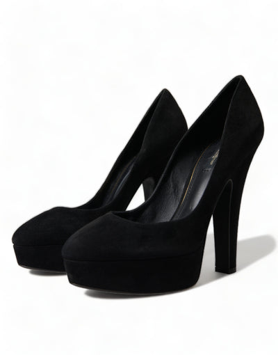 Schwarze Wildleder Pumps mit Absatz Raffinesse