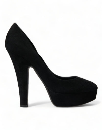 Schwarze Wildleder Pumps mit Absatz Raffinesse