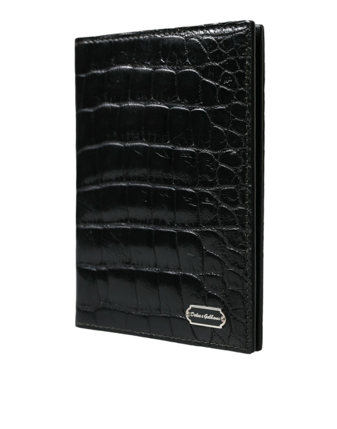 Schwarzes exotisches Leder Langes Bifold Passport Holder