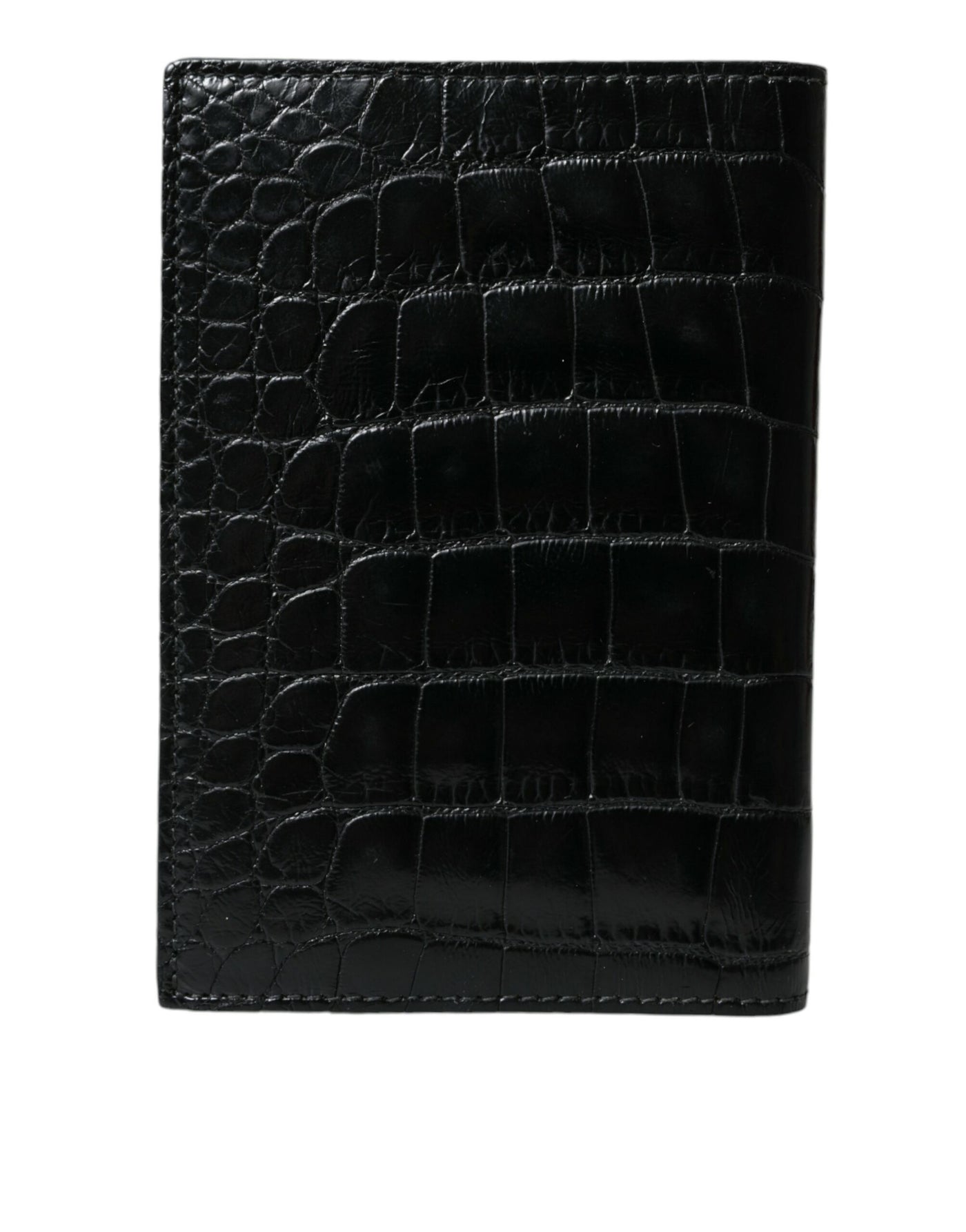 Schwarzes exotisches Leder Langes Bifold Passport Holder