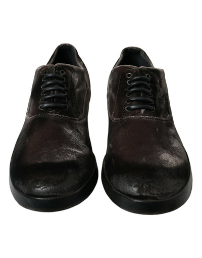 Elegante braune Samt-Oxford-Schnürschuhe