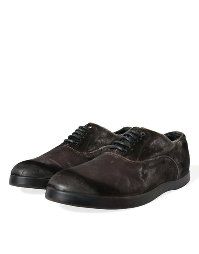 Elegante braune Samt-Oxford-Schnürschuhe