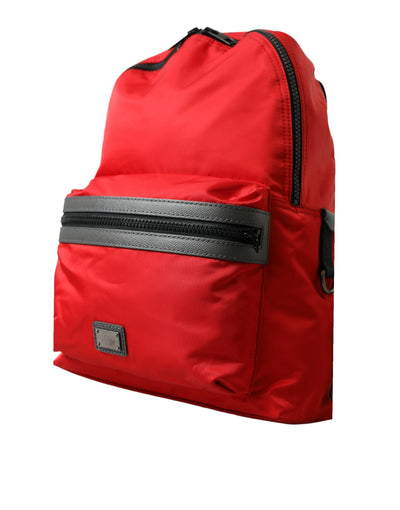 Eleganter roter Nylon-Leder-Rucksack