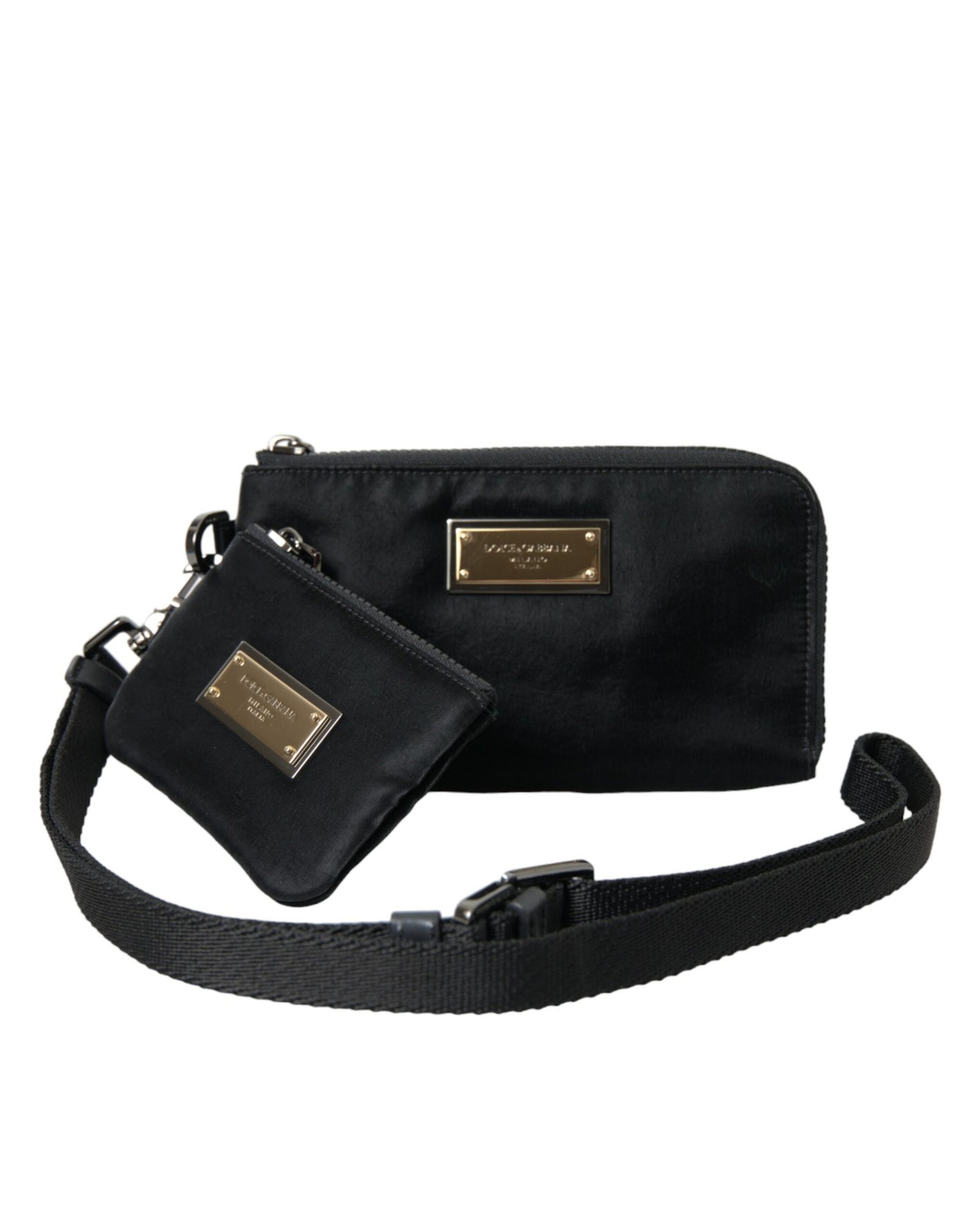 Elegante schwarze multifunktionale Leder Clutch