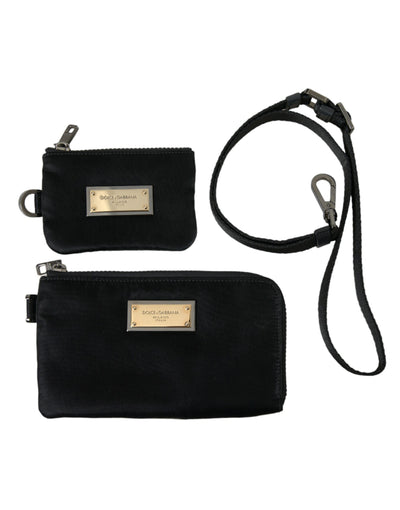 Elegante schwarze multifunktionale Leder Clutch