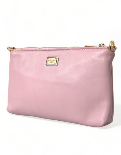 Elegante rosa Lederbeutel-Clutch mit Blumenstickerei