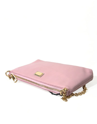 Elegante rosa Lederbeutel-Clutch mit Blumenstickerei