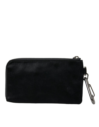 Elegantes Designer-Etui aus Nylon und Leder in Schwarz