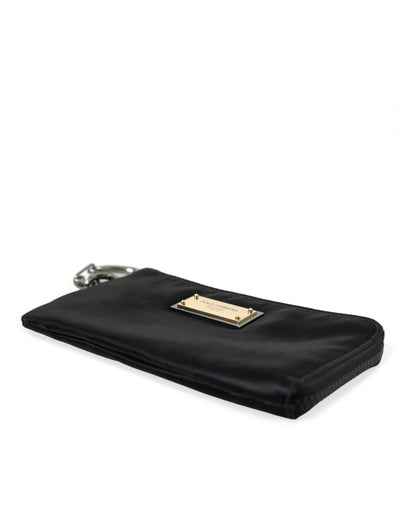 Elegantes Designer-Etui aus Nylon und Leder in Schwarz