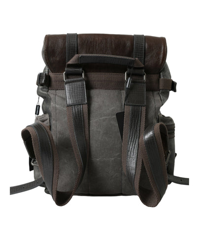 Eleganter Rucksack aus grünem Canvas und Leder