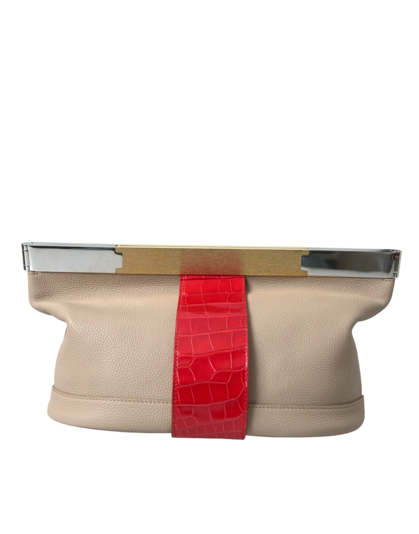 Zweifarbige Clutch aus exotischem Leder