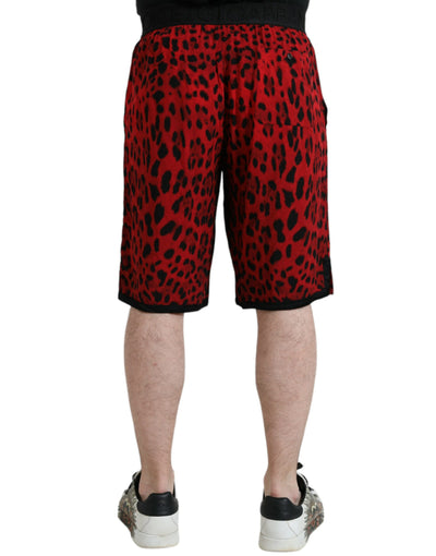 Rote Bermudashorts mit Leopardenmuster aus Viskose